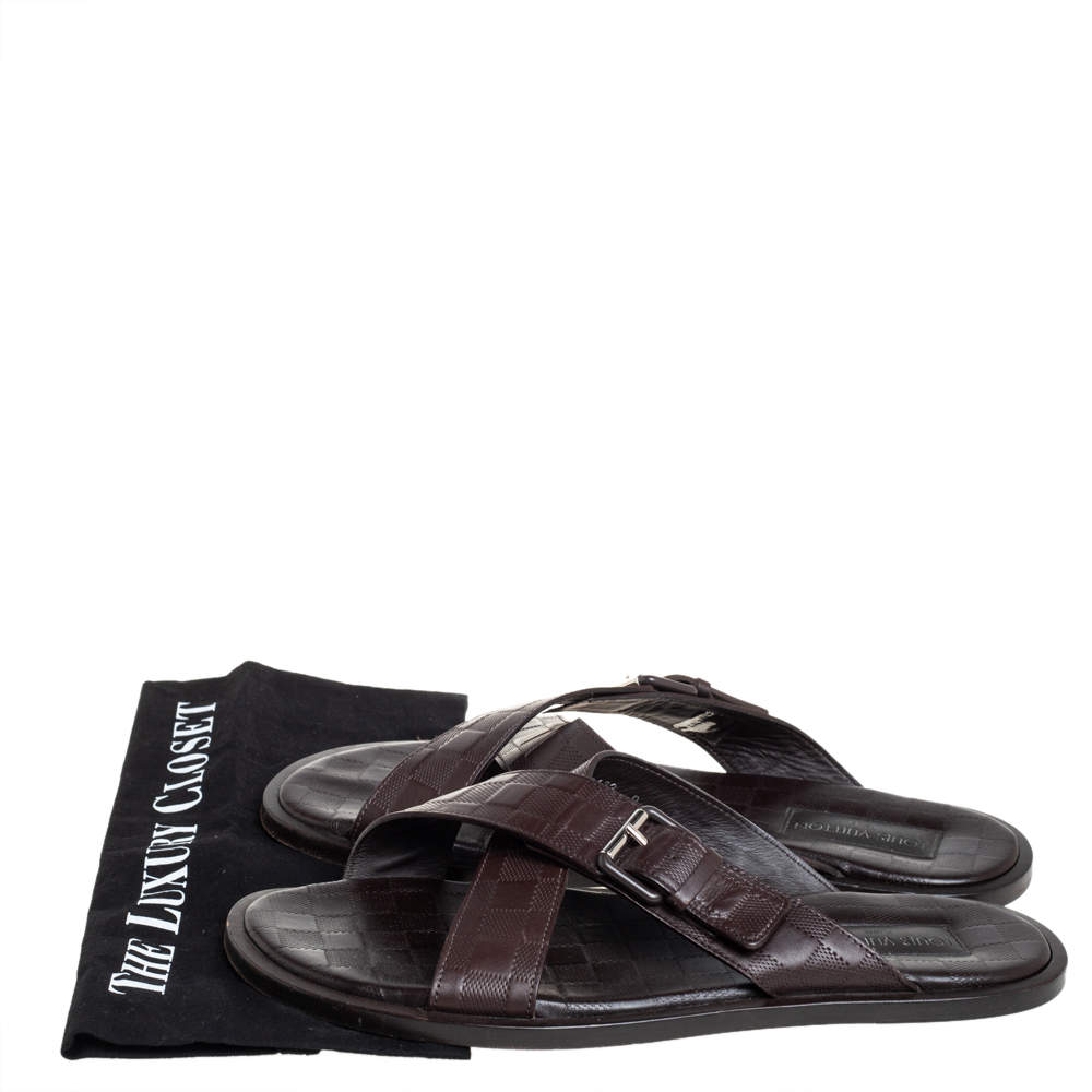 Louis Vuitton Brown Damier Leather Criss-Cross Flat Sandals Size 43 Louis  Vuitton | The Luxury Closet
