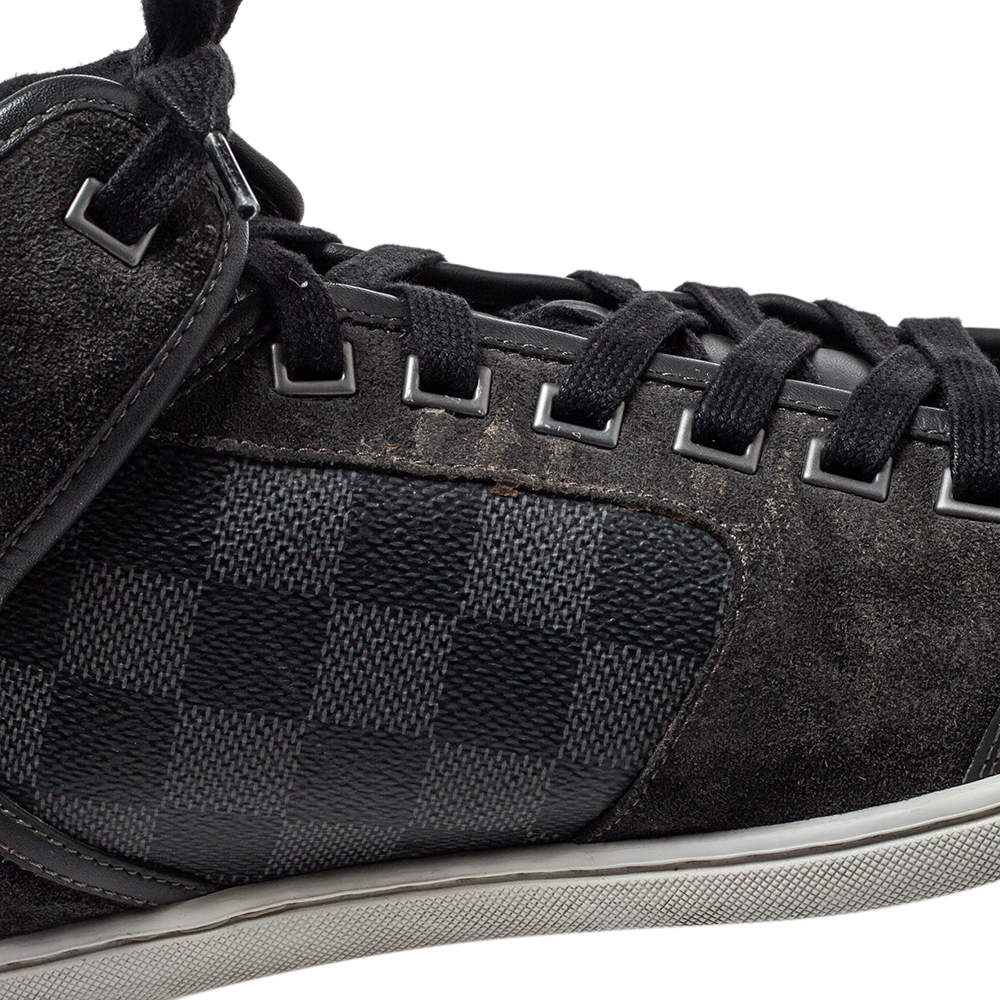 Louis Vuitton Black/Grey Damier Graphite Fabric and Leather Lace Up High  Top Sneakers Size 44