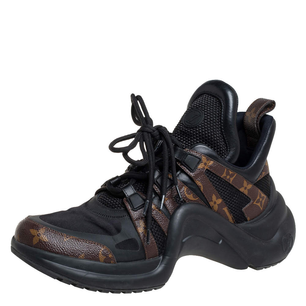 Louis Vuitton Black/Brown Mesh And Monogram Canvas Archlight Low Top Sneakers Size 42