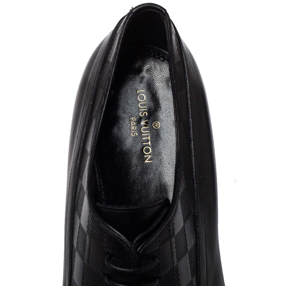 Louis Vuitton - Haussmann Damier Embossed Leather Men Derby Boots Noir 8