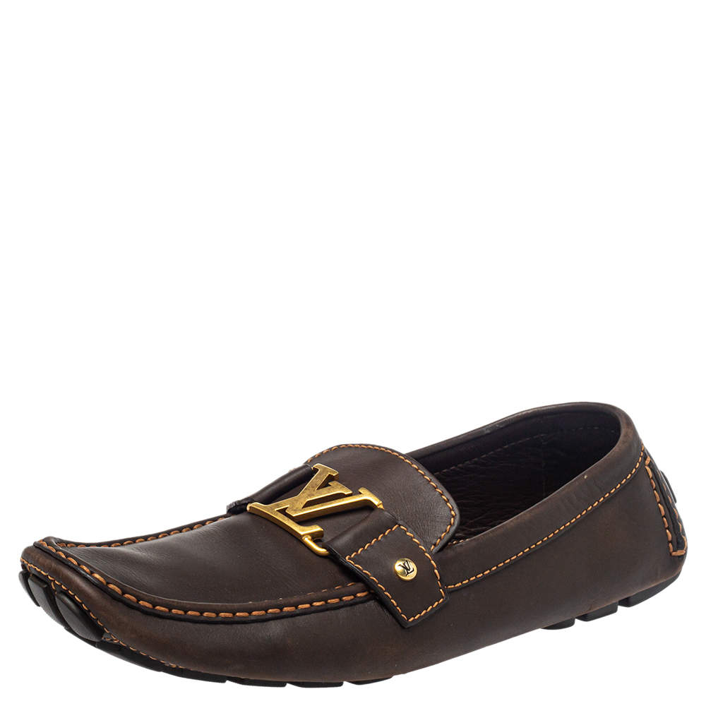 Pre Owned حذاء لوفرز لوي فيتون مونت كارلو جلد بني مقاس 44