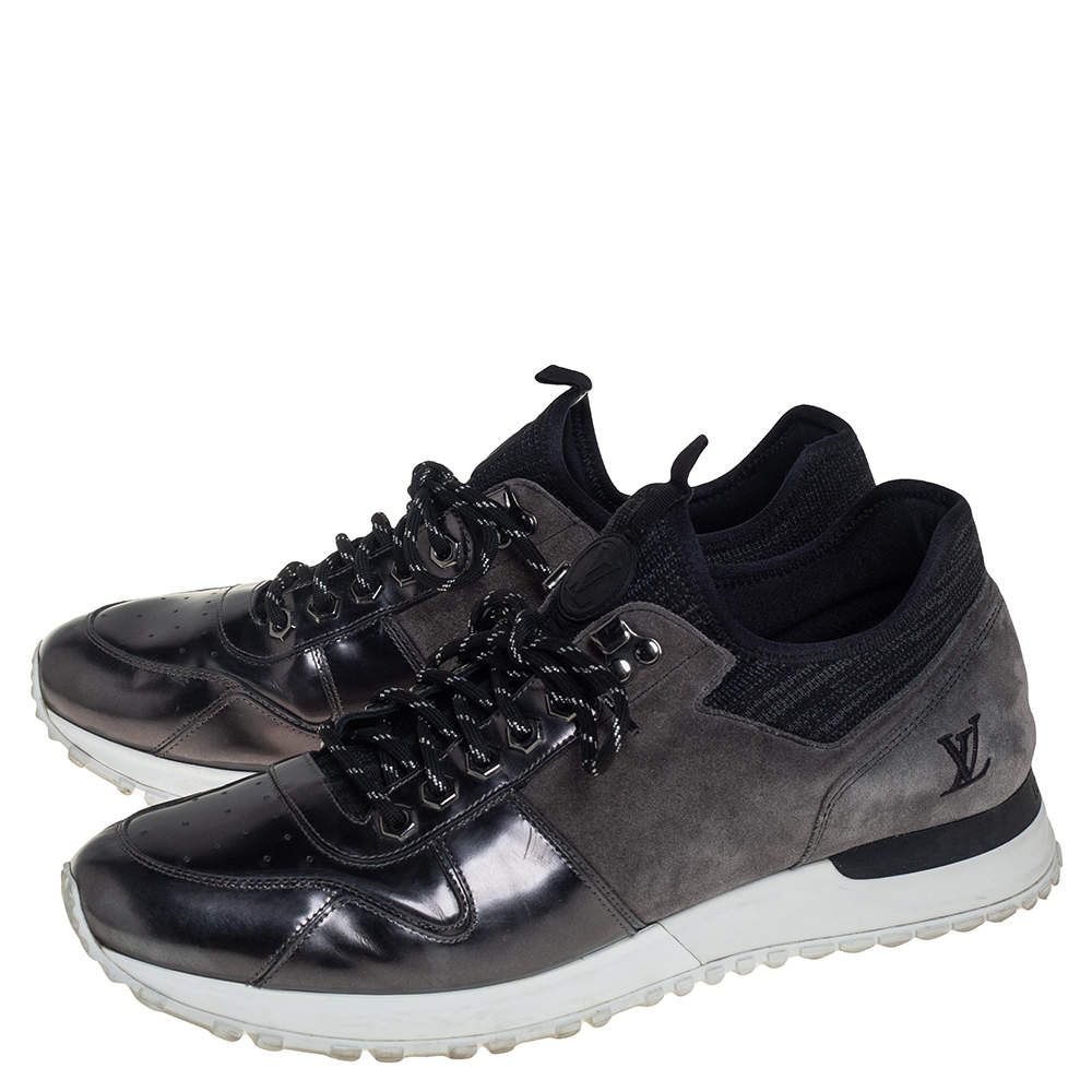Louis Vuitton Black/Grey Patent Leather And Suede Runner Sneakers Size 42.5  Louis Vuitton