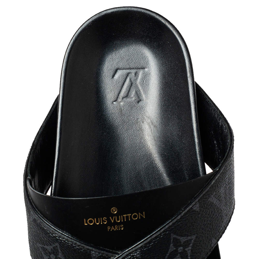 Louis Vuitton Black Monogram Leather Mirabeau Mule Sandals Size 43 Louis  Vuitton