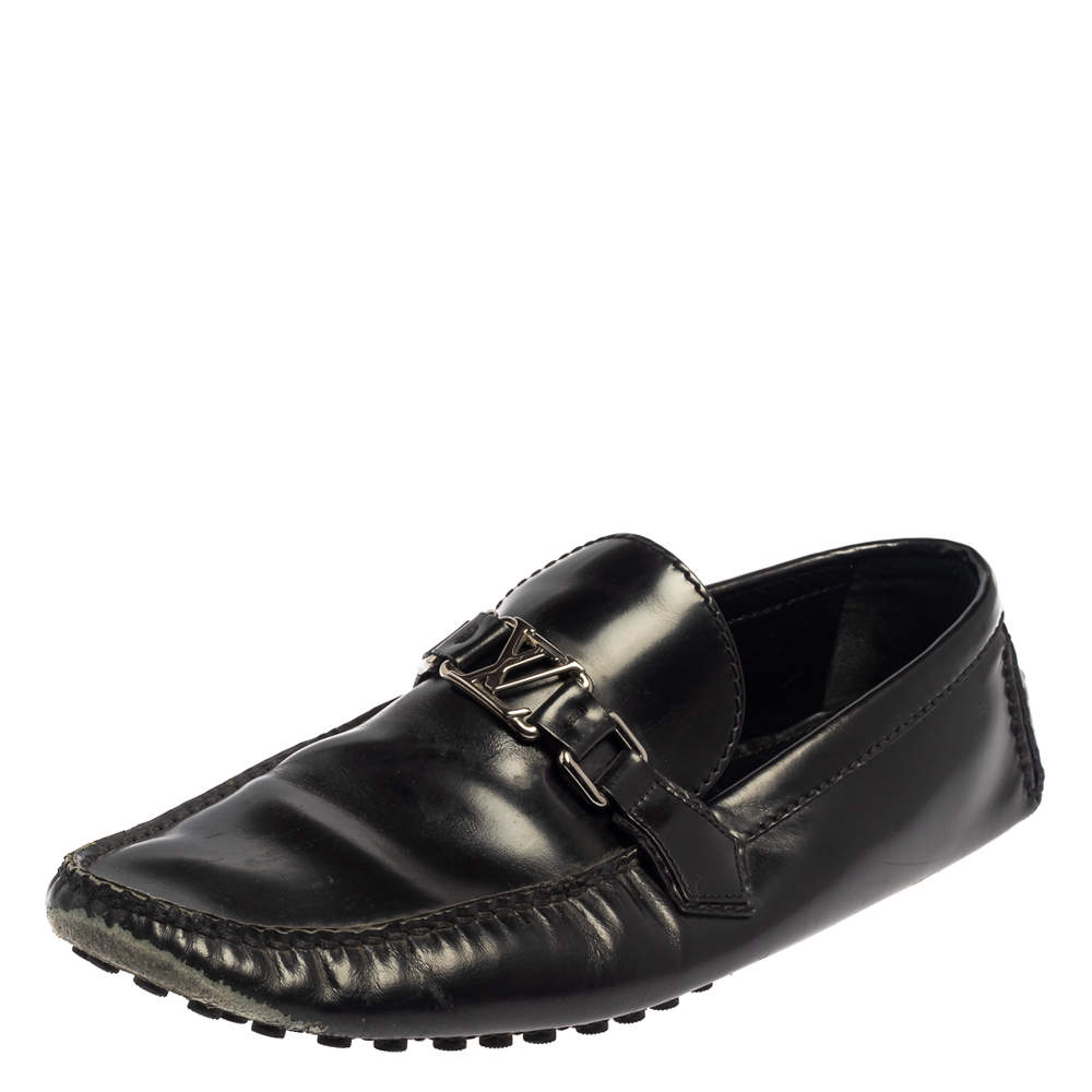 حذاء لوفرز سليب أون لوي فيتون هوكنهيم جلد أسود مقاس 43.5