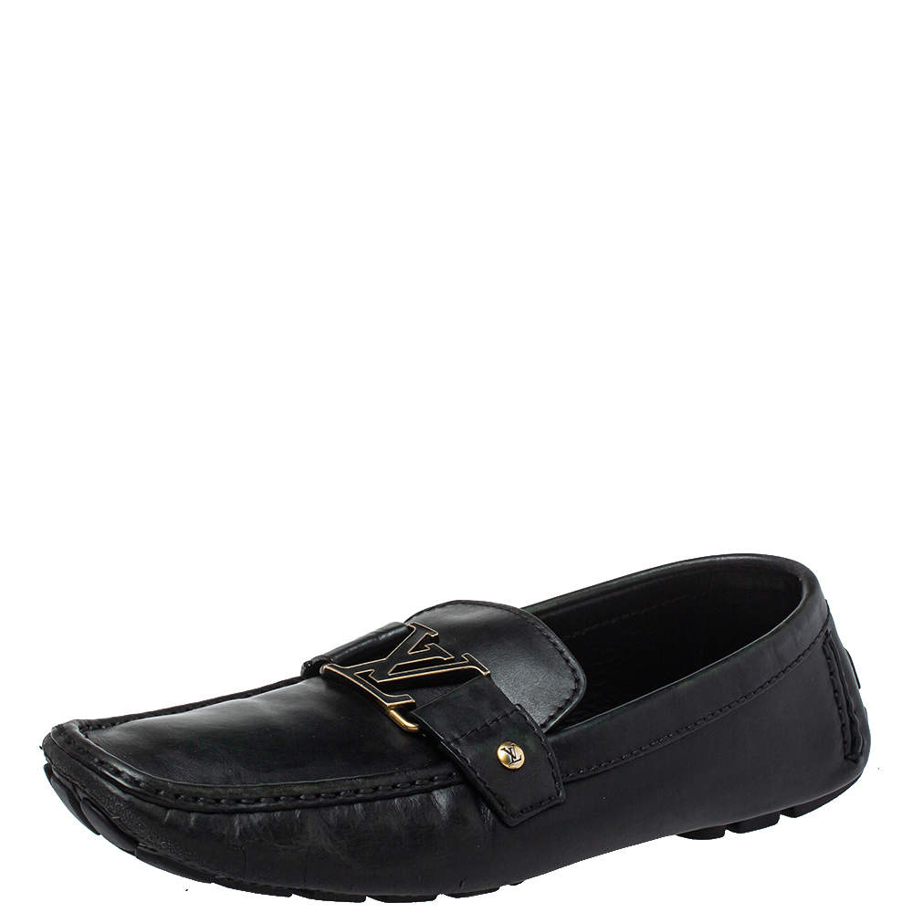 مملوكة مسبقًا حذاء لوفرز لوي فيتون مونت كارلو جلد أسود مقاس 42.5