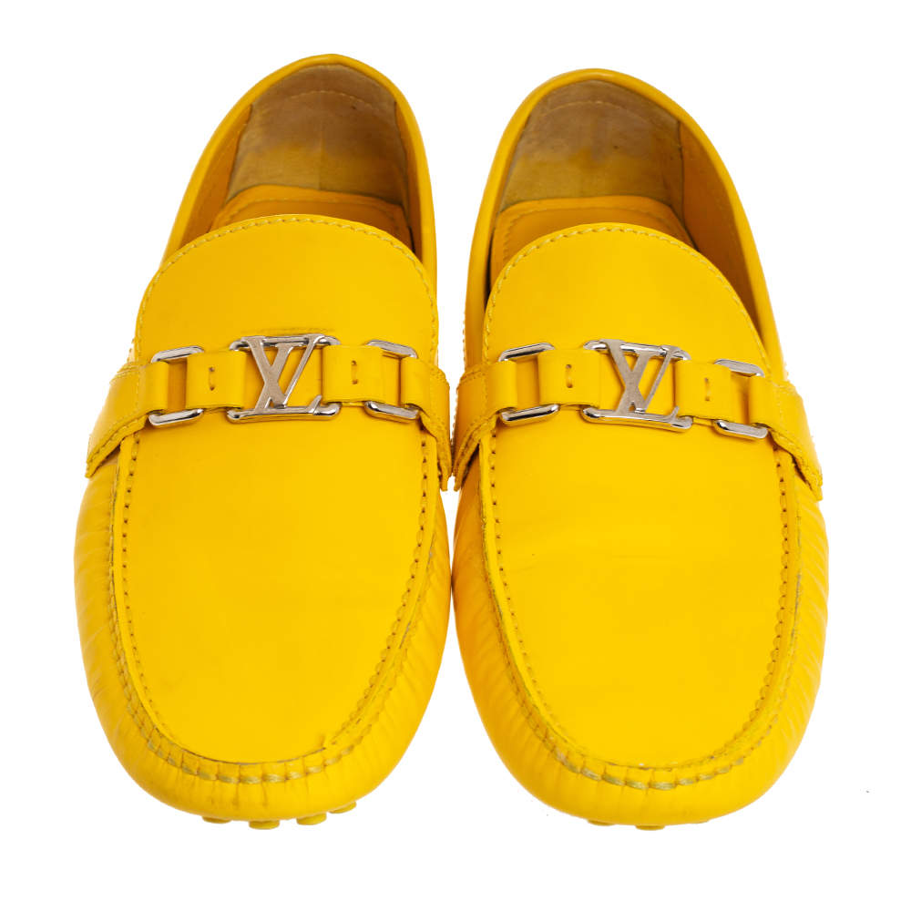 Louis Vuitton LV Cup Collection Brown Yellow Leather Men's Loafers Shoes
