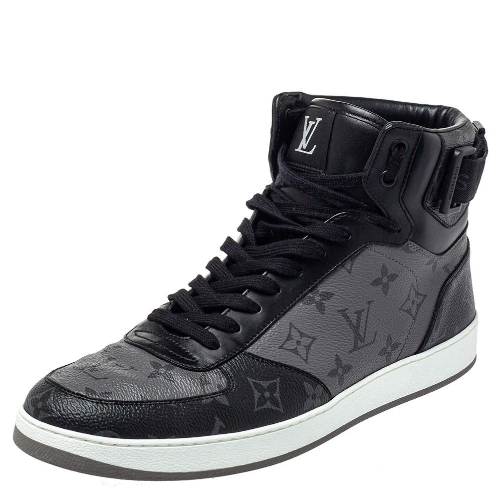 Louis Vuitton Black/Grey Monogram Canvas Rivoli High Top Sneakers Size ...