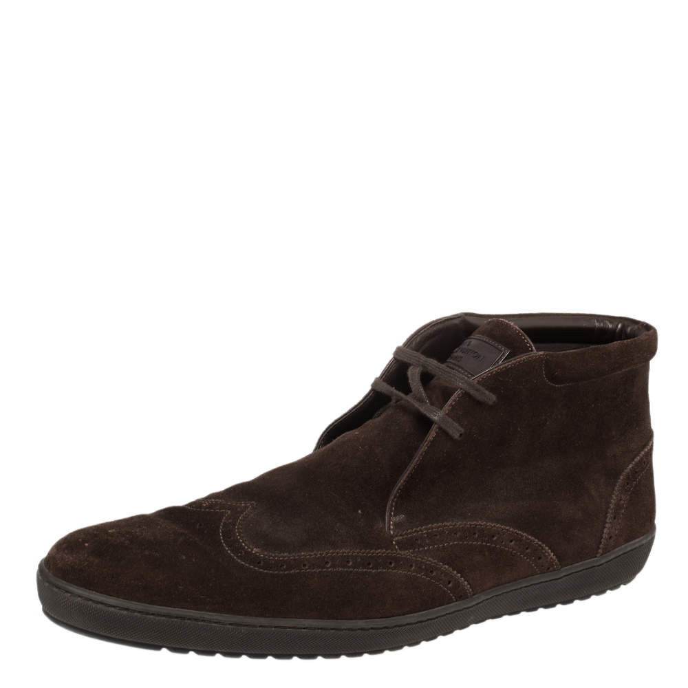 Pre Owned Louis Vuitton Dark Brown Suede Brogue Derby Size 44.5