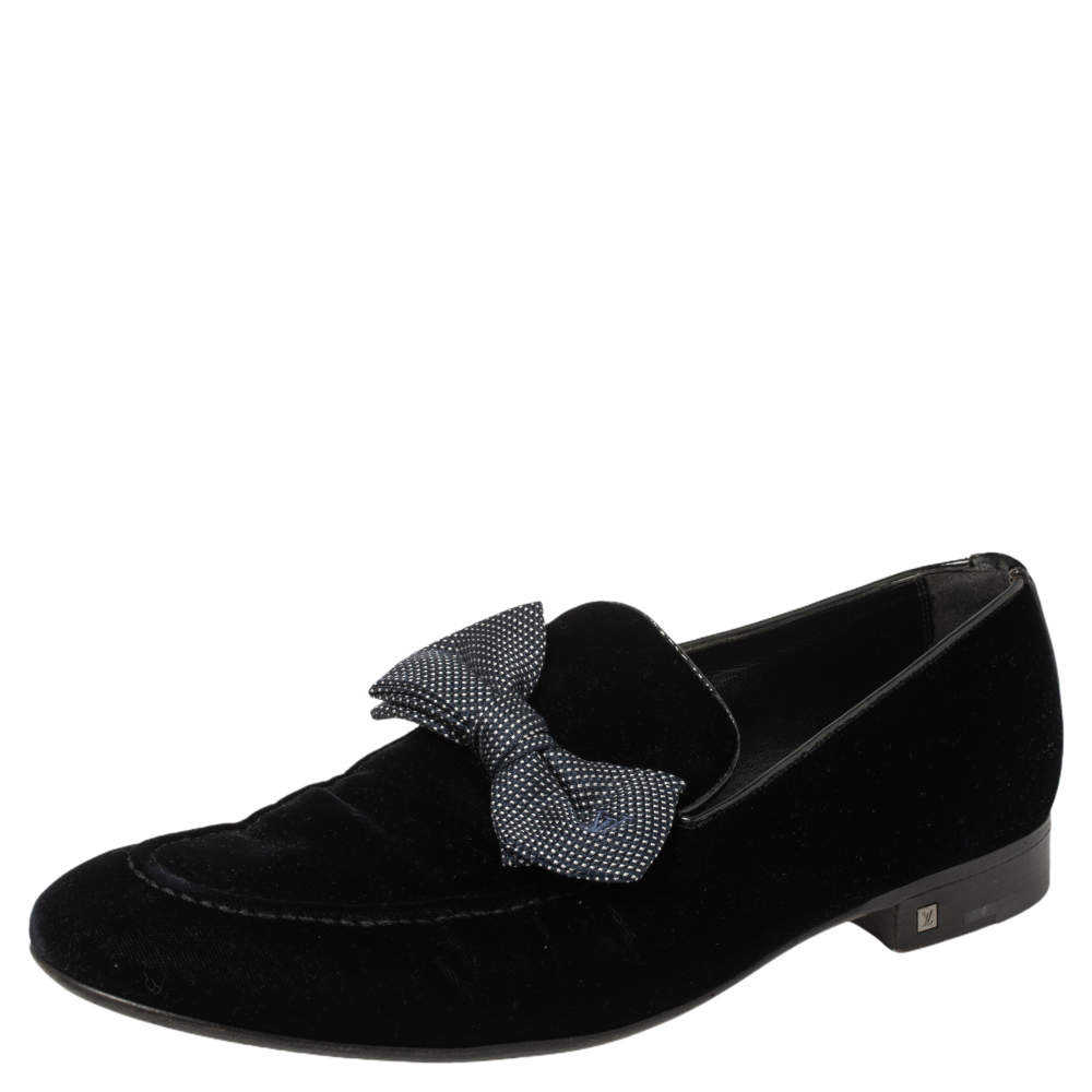 مملوكة مسبقًا Louis Vuitton Deep Blue Velvet Tuxedo Bow Loafers Size 42