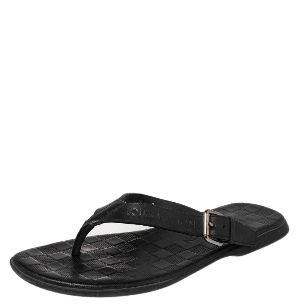 مملوكة مسبقًا صندل إصبع فلات لوي فيتون كانفاس دامييه غرافايت مقاس 41