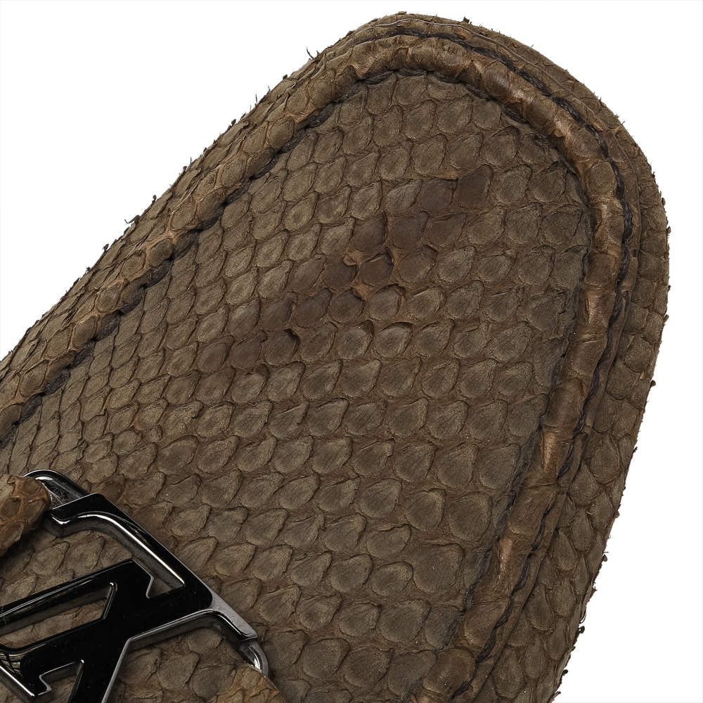 Louis Vuitton Olive Green Python Monte Carlo Slip On Loafers Size 44 Louis  Vuitton | The Luxury Closet