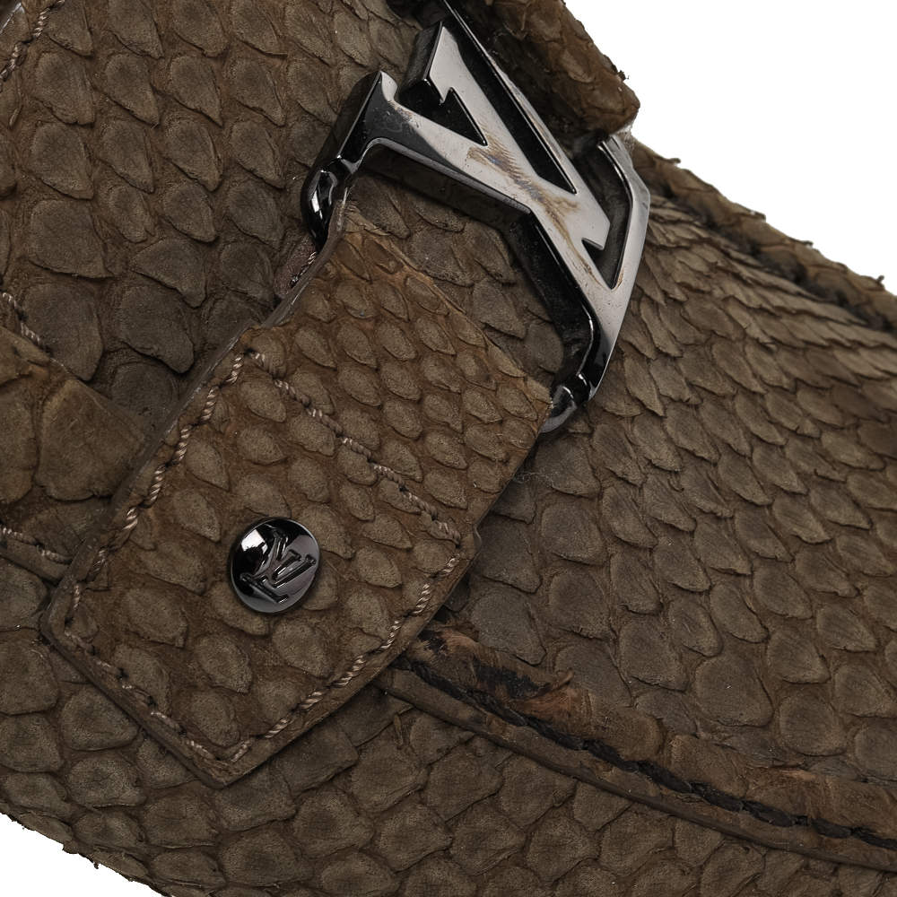 Louis Vuitton Olive Green Python Monte Carlo Slip On Loafers Size 44 Louis  Vuitton | The Luxury Closet