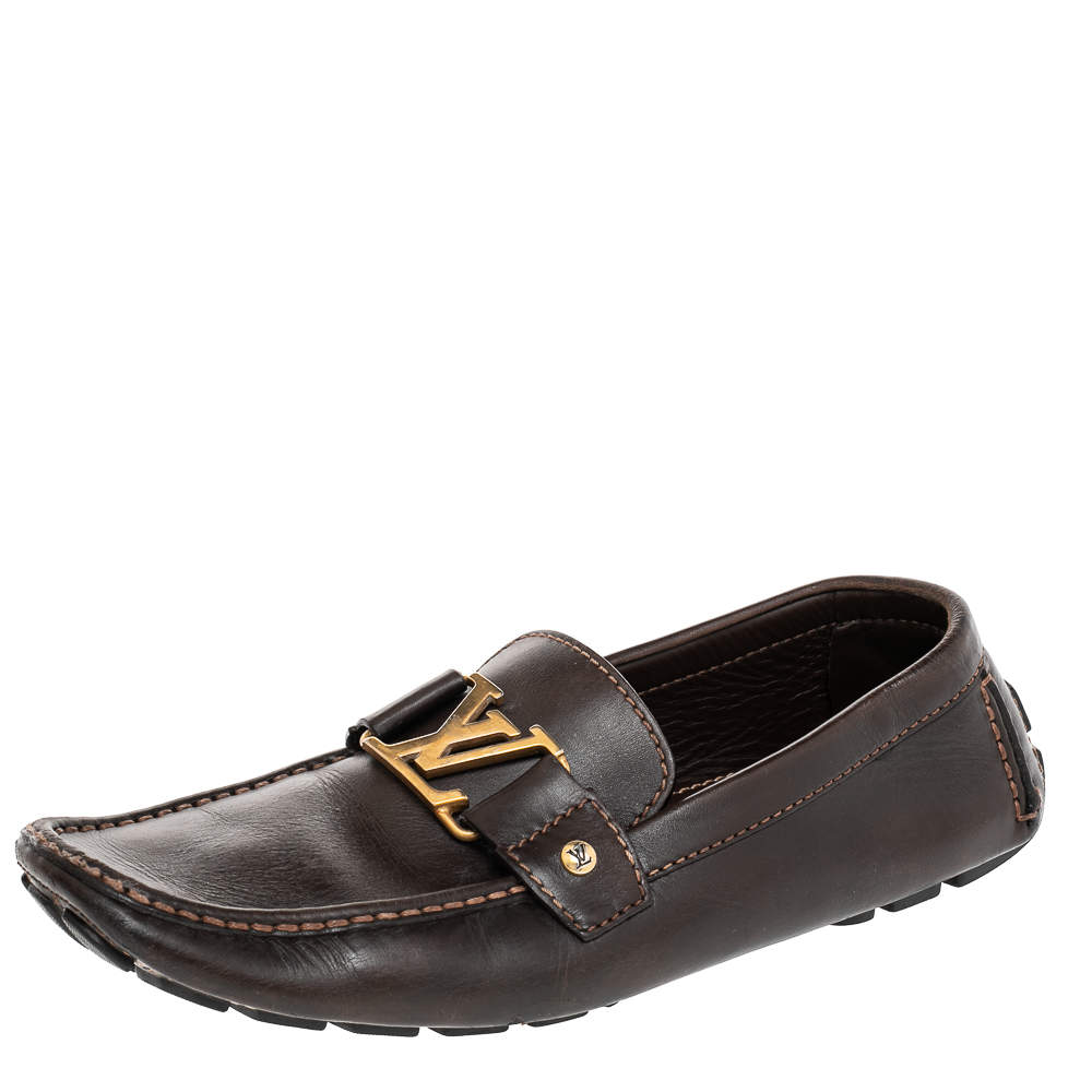 Pre Owned حذاء لوفرز لوى فيتون مونت كارلو جلد بنى مقاس 43