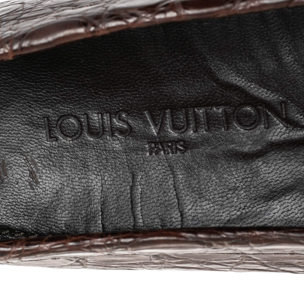 Louis Vuitton Brown Alligator Croc Leather Monte Carlo Moccasins Size 43.5