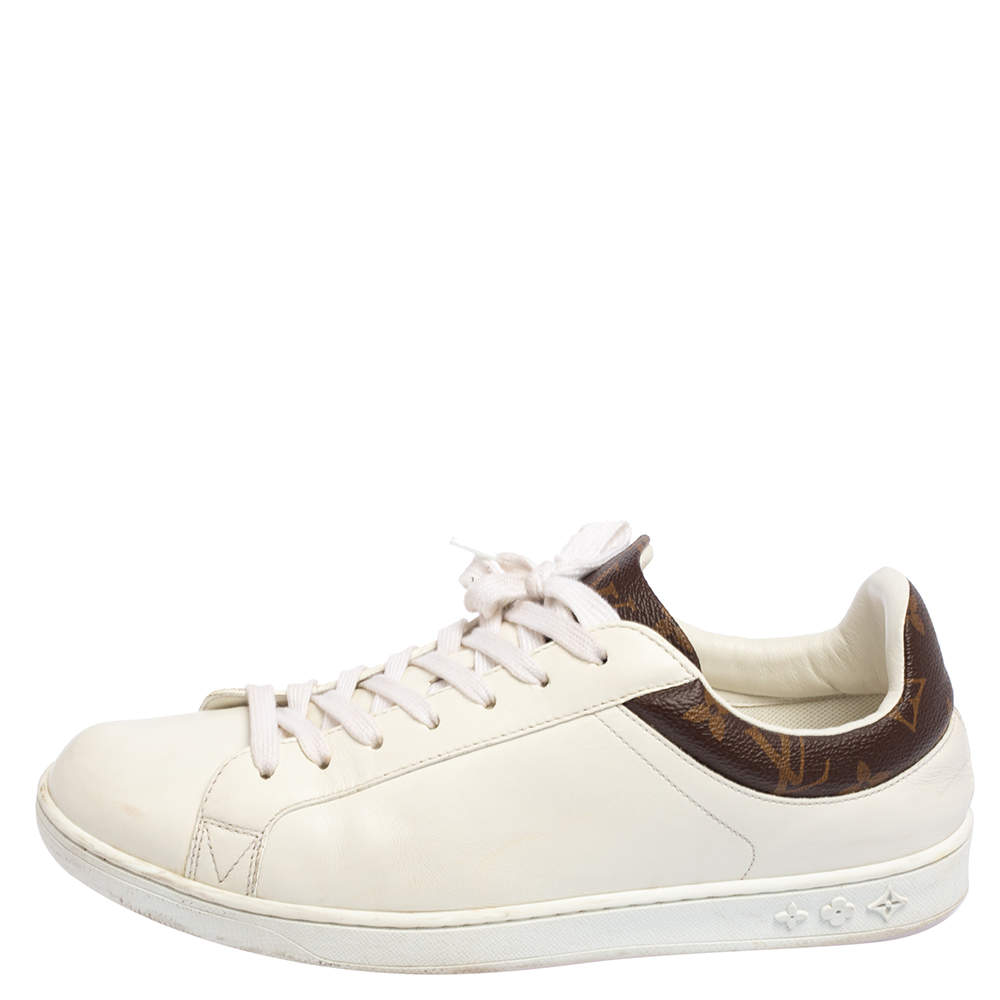 LOUIS VUITTON Calfskin Monogram Luxembourg Sneakers 8.5 White 498224