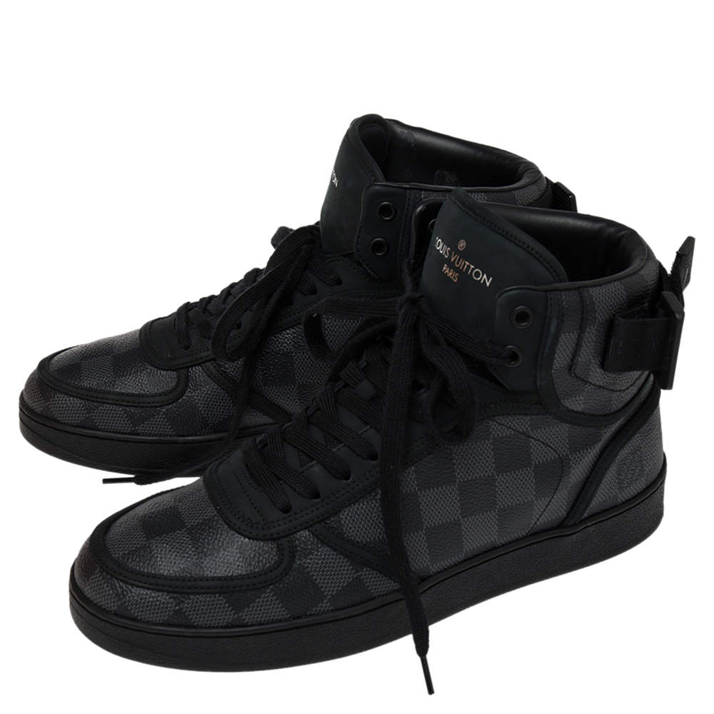 LOUIS VUITTON Damier Graphite Canvas Rivoli High Top Sneakers Size 8.5