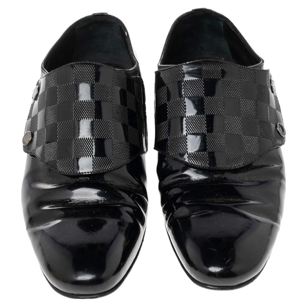 Louis Vuitton Black Patent Leather Monk Strap Loafers Size 42 - ShopStyle