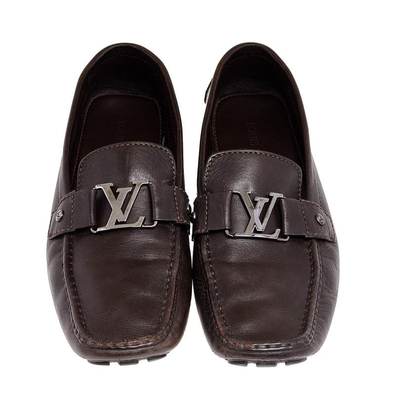Louis Vuitton Brown Two-Tone Leather Monte Carlo Slip On Loafers Size 44 Louis  Vuitton