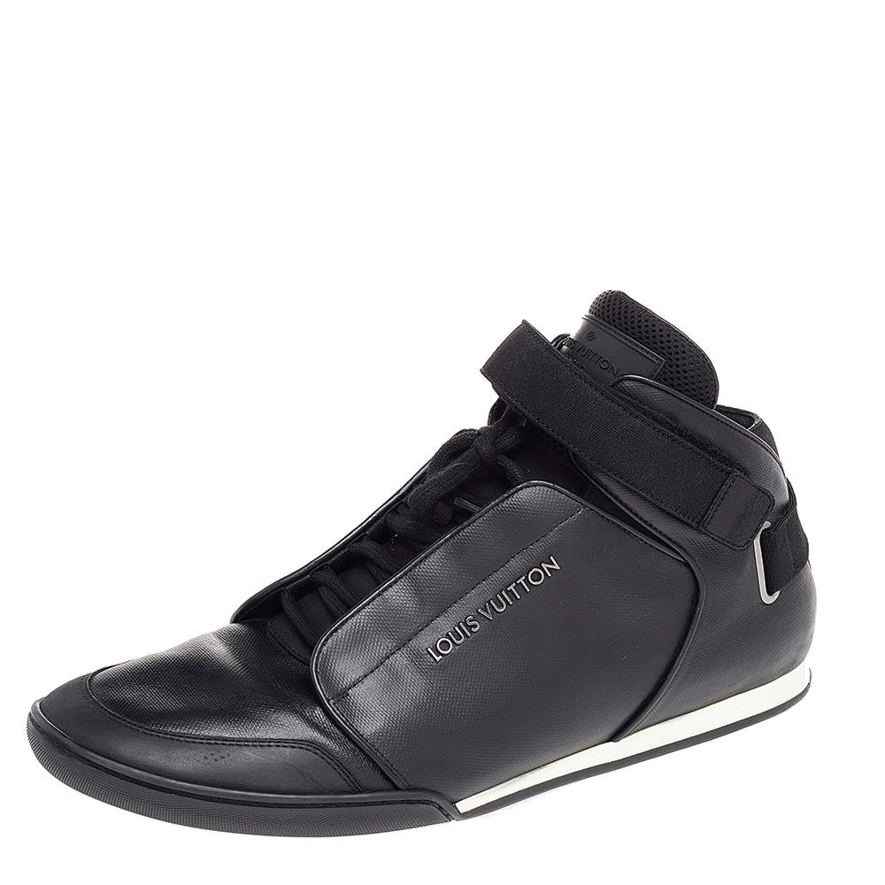 Pre Owned حذاء رياضي لوي فيتون جلد أسود بعنق مرتفع مقاس 45