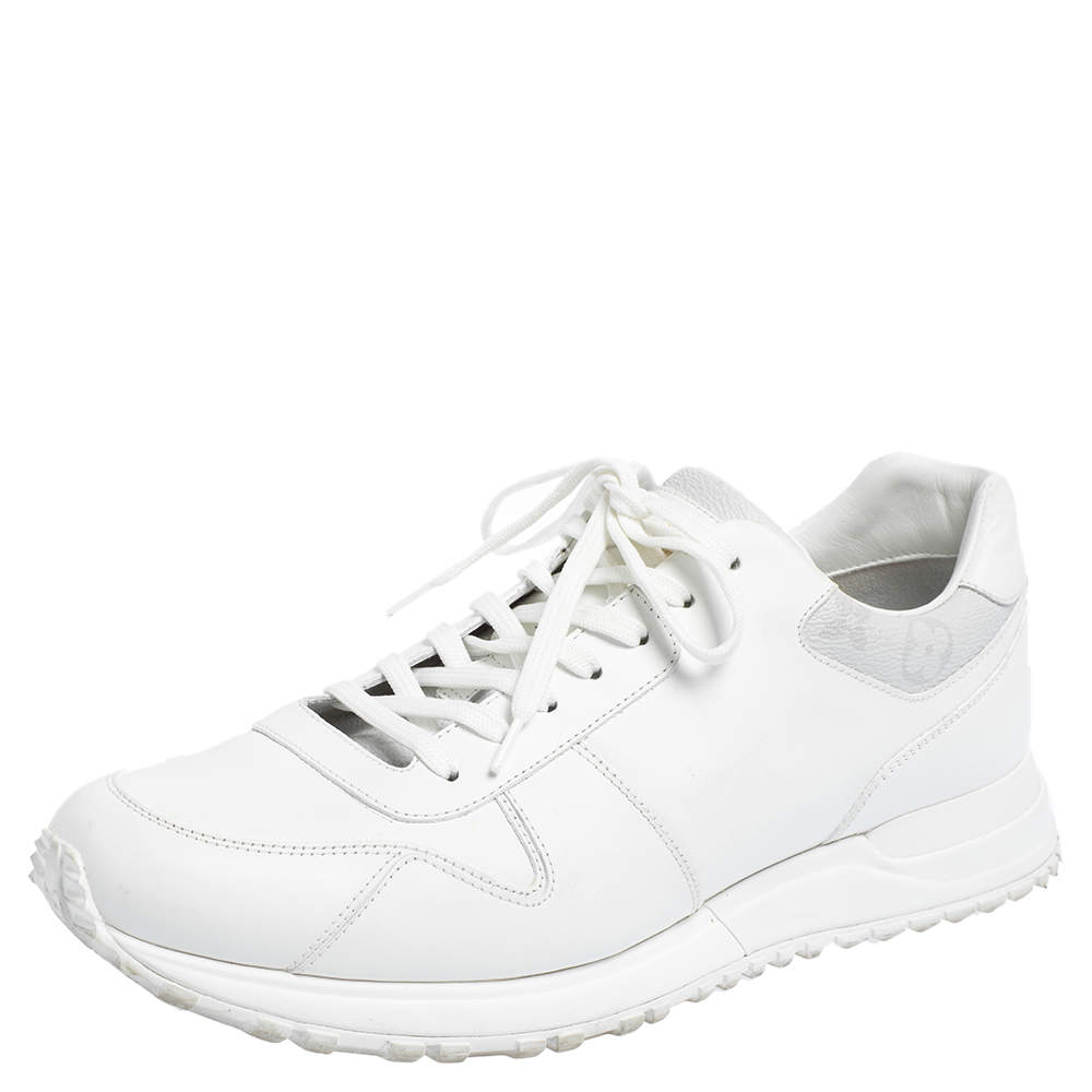 Pre Owned حذاء رياضي لوي فيتون رون اواي كانفاس مقوى وجلد أبيض مقاس 42.5