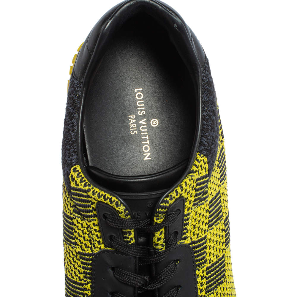 Louis 2024 Vuitton Black Yellow Damier Run Away Knit Sneaker size 44