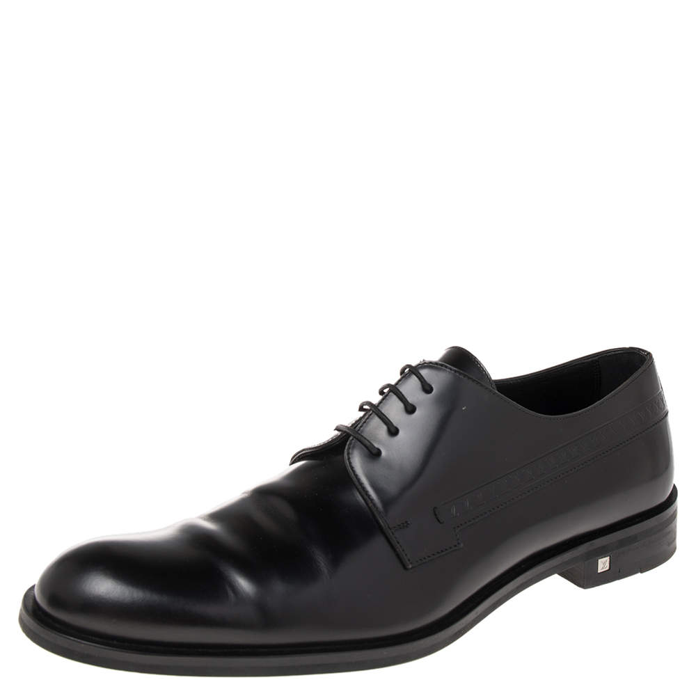 Pre Owned louis Vuitton Black  Leather Lace Up Oxford Size 43