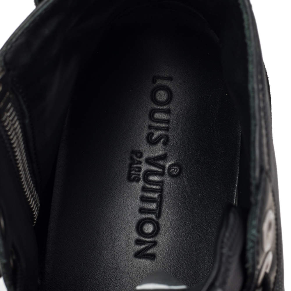 Louis Vuitton Black Damier Graphite And Suede Trim Zip Up High Top Sneakers  40.5 Louis Vuitton