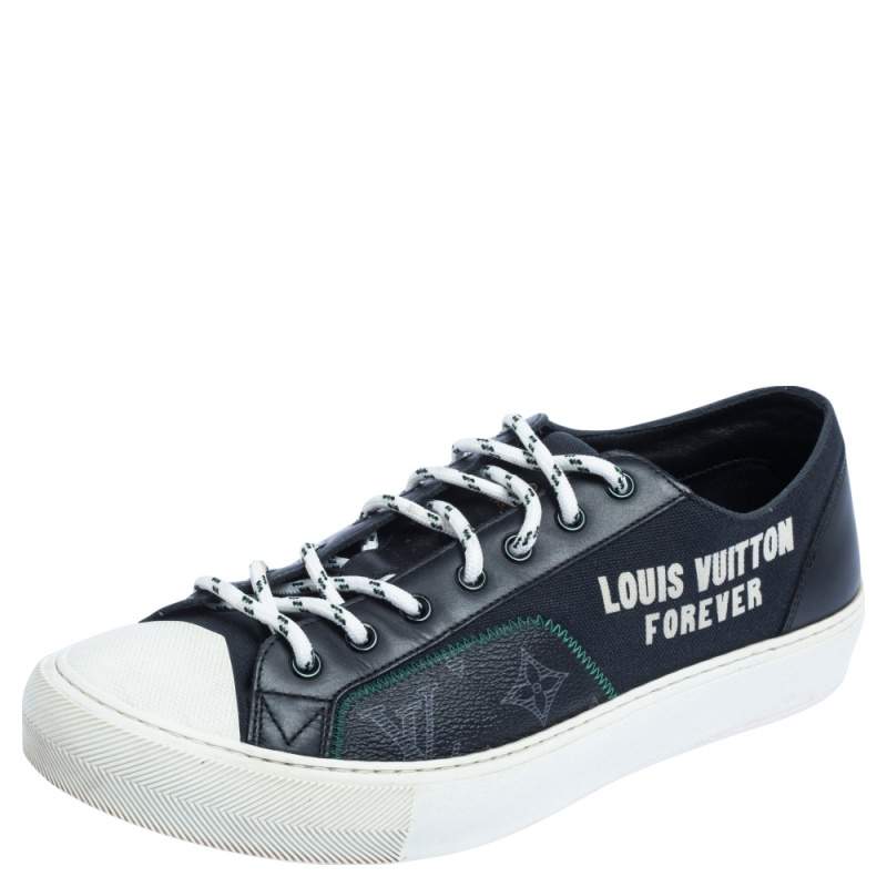 Louis Vuitton Navy Blue Canvas And Leather LV Forever Tattoo Sneakers Size 41.5