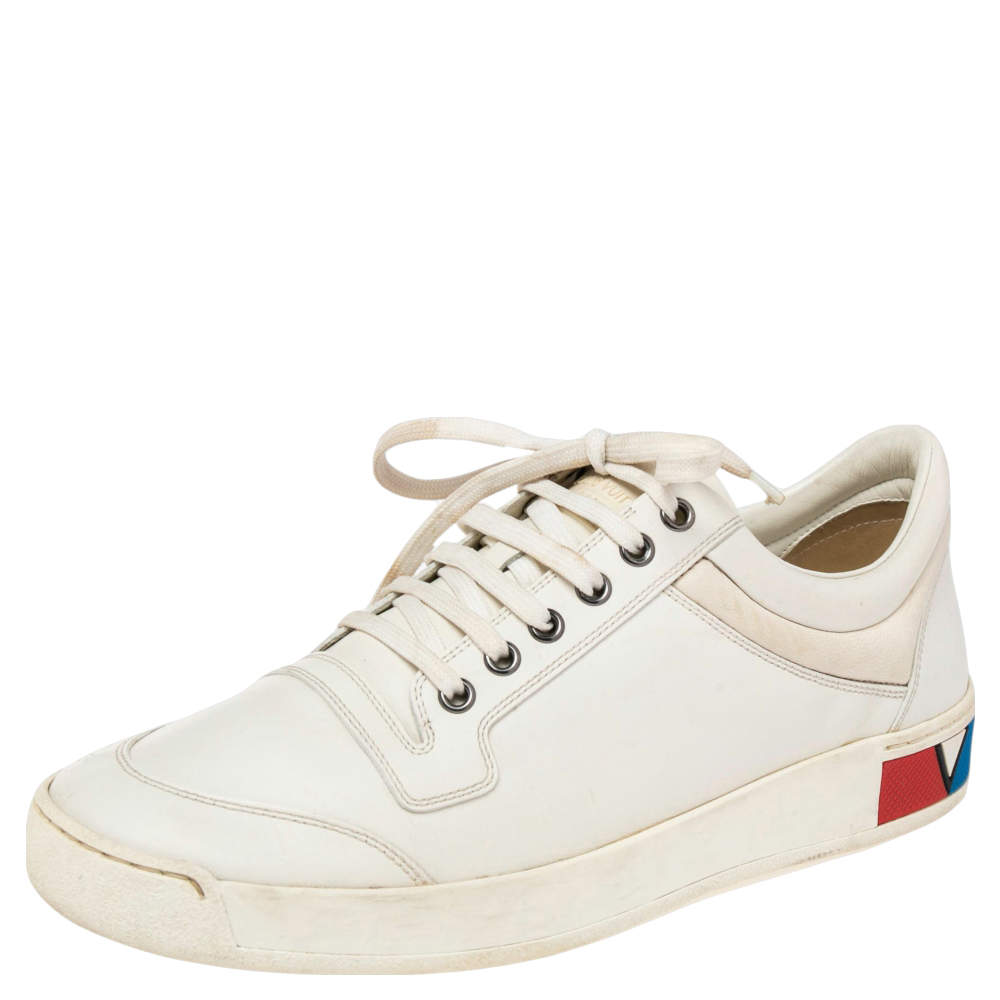 Pre Owned حذاء رياضي لوي فيتون جلد أبيض منخفض من أعلى مقاس 42