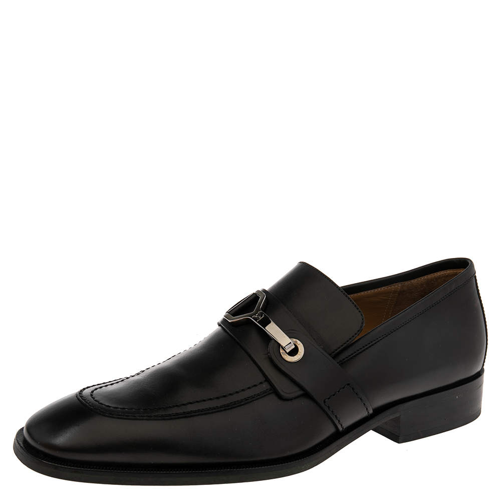Pre Owned Louis Vuitton Black Leather Major Loafers Size 42.5