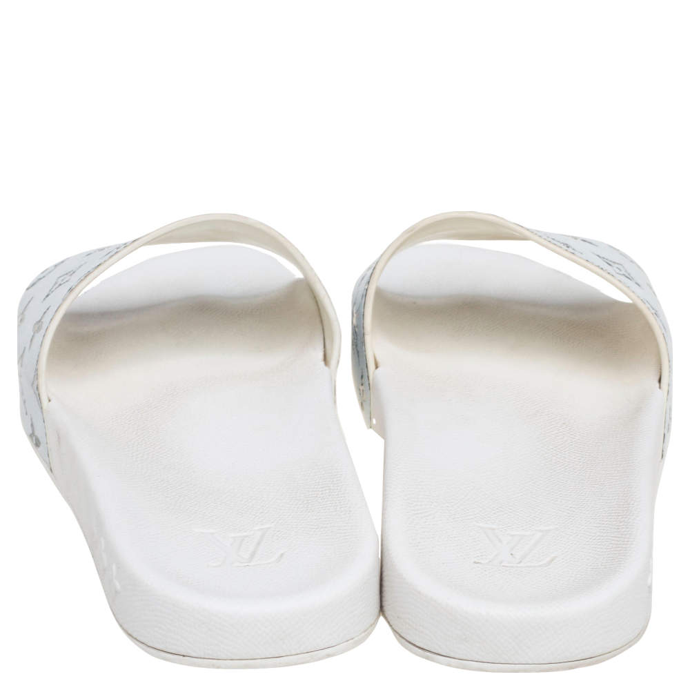 Louis Vuitton White Rubber Monogram Waterfront Slide Sandals Size 45 Louis  Vuitton | The Luxury Closet