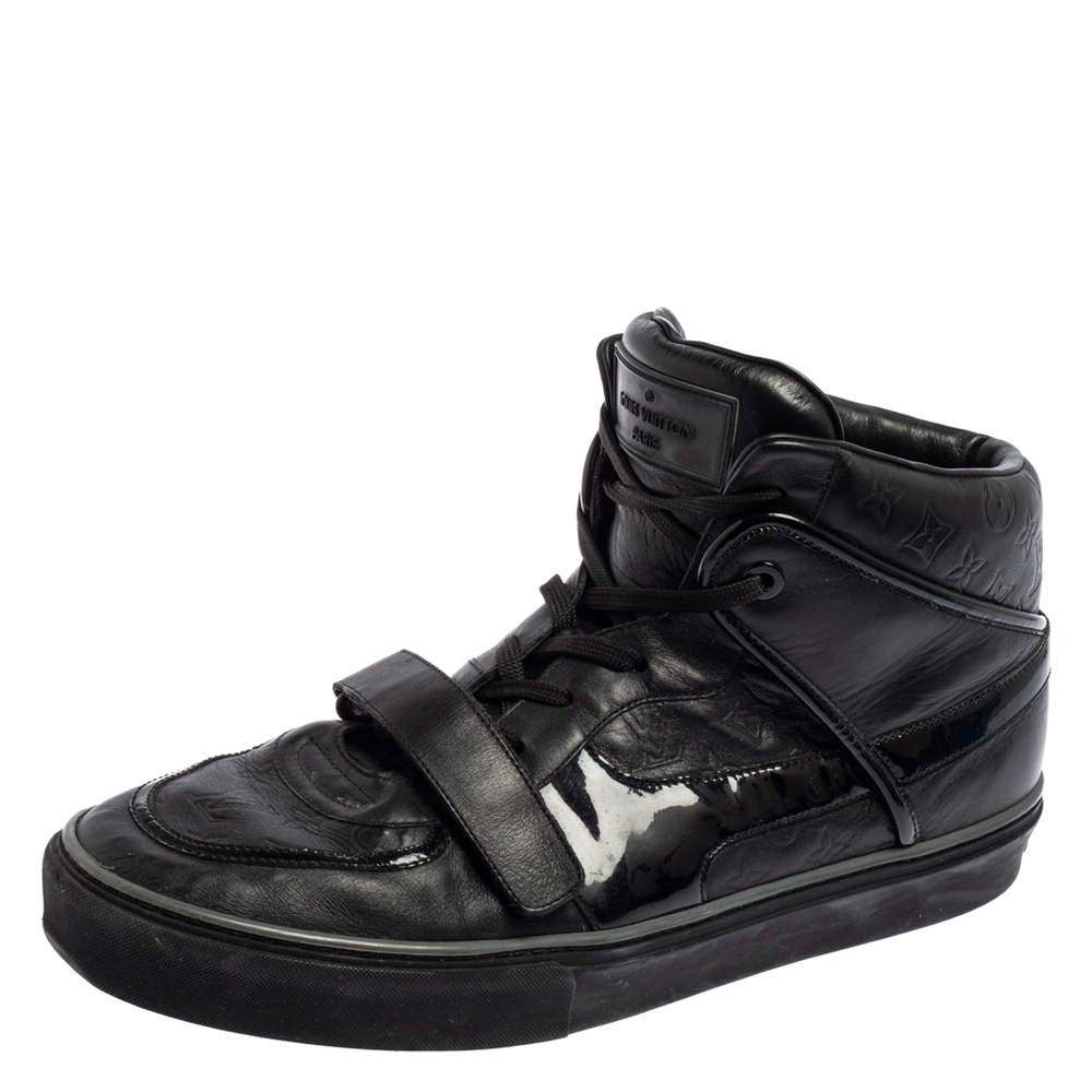 Louis Vuitton Black Leather and Monogram Territory Tall Lace Up