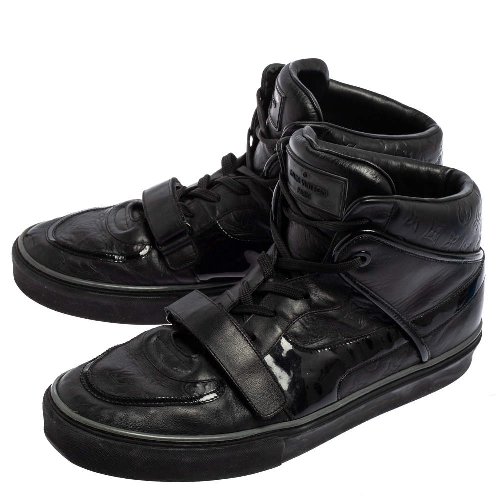 Louis Vuitton Black Monogram Leather And Patent Leather Tower High Top  Sneakers Size 44.5 Louis Vuitton