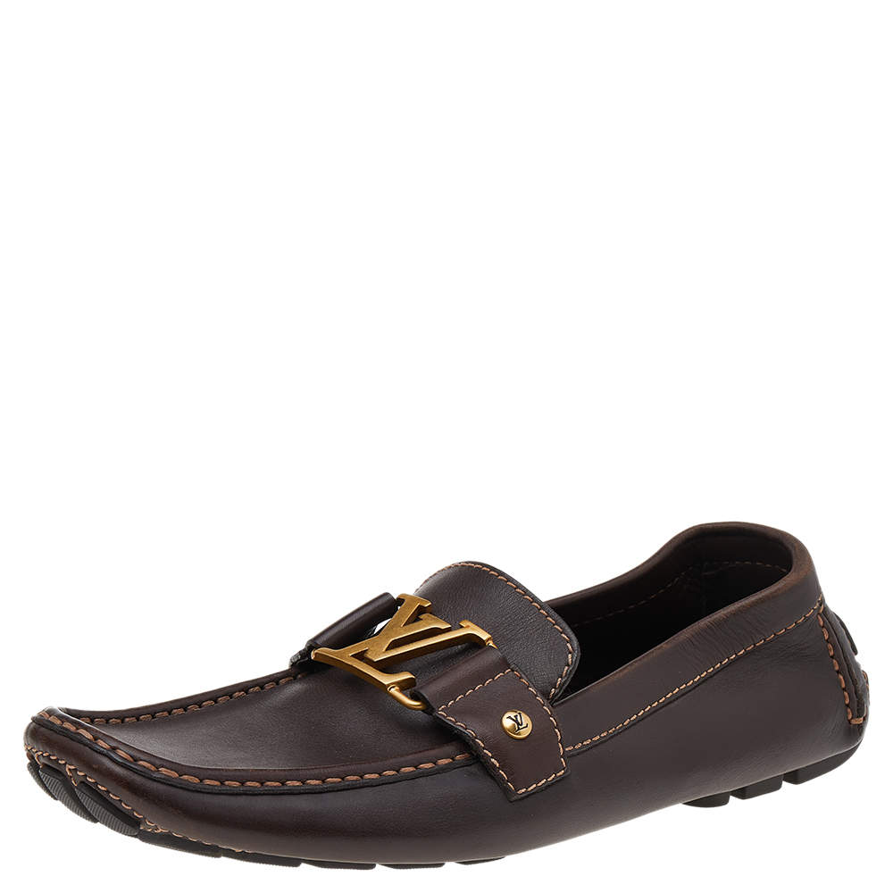 مملوكة مسبقًا  حذاء لوفرز لوي فيتون "مونت كارلو" جلد بني مقاس 41.5