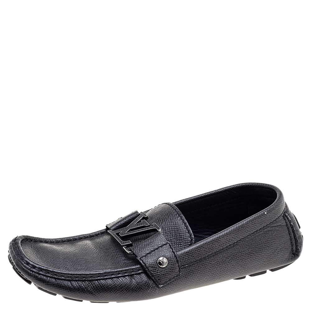Pre Owned حذاء لوفرز لوي فيتون مونت كارلو جلد تايغا أسود سليب أون مقاس 41