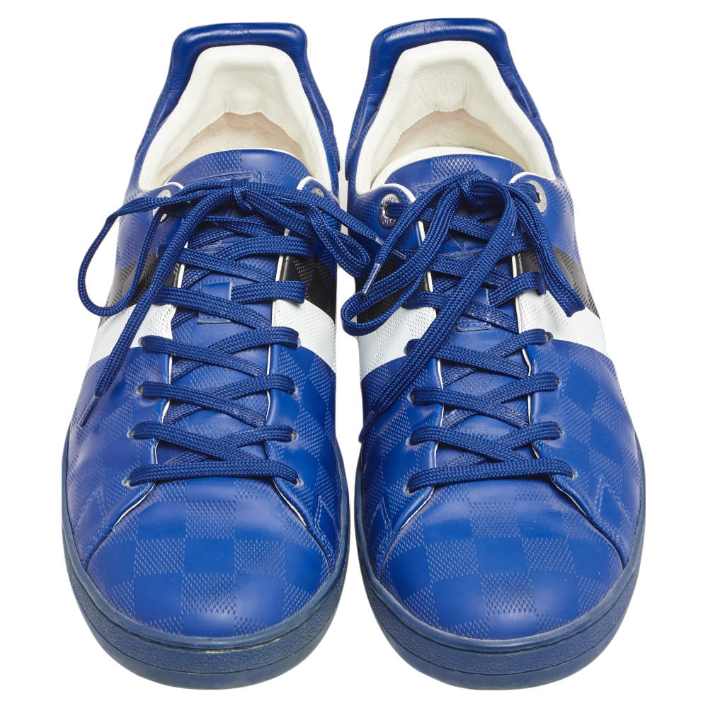 Louis Vuitton Blue Damier Infini Leather Frontrow Sneaker Size 43.5