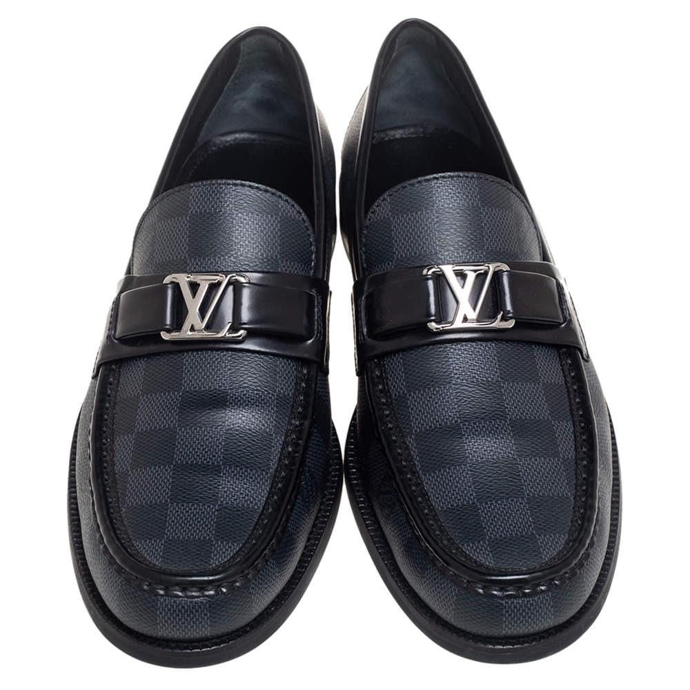 Louis Vuitton Black Leather Damier Embossed Santiago Loafers Size 41 Louis  Vuitton