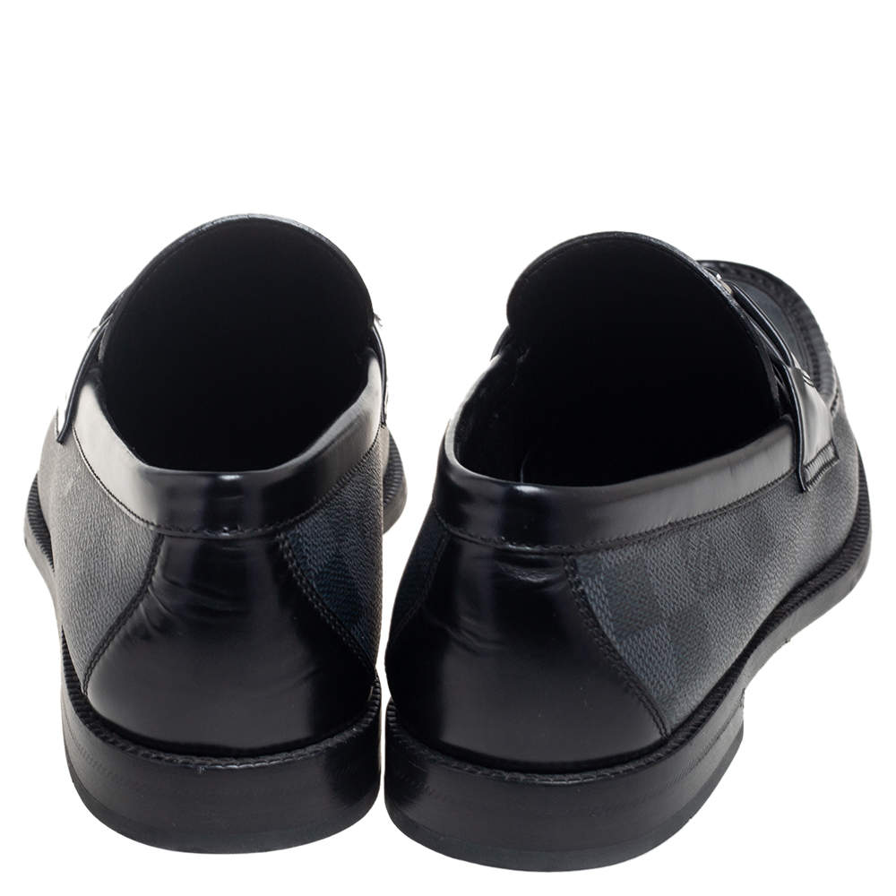 Louis Vuitton Black Leather Damier Embossed Santiago Loafers Size 41 Louis  Vuitton