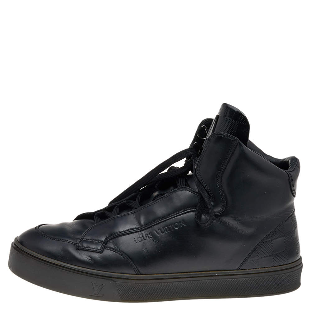 Louis Vuitton Black Damier Canvas, Leather and Suede Platform High-Top  Sneakers Size 46 Louis Vuitton