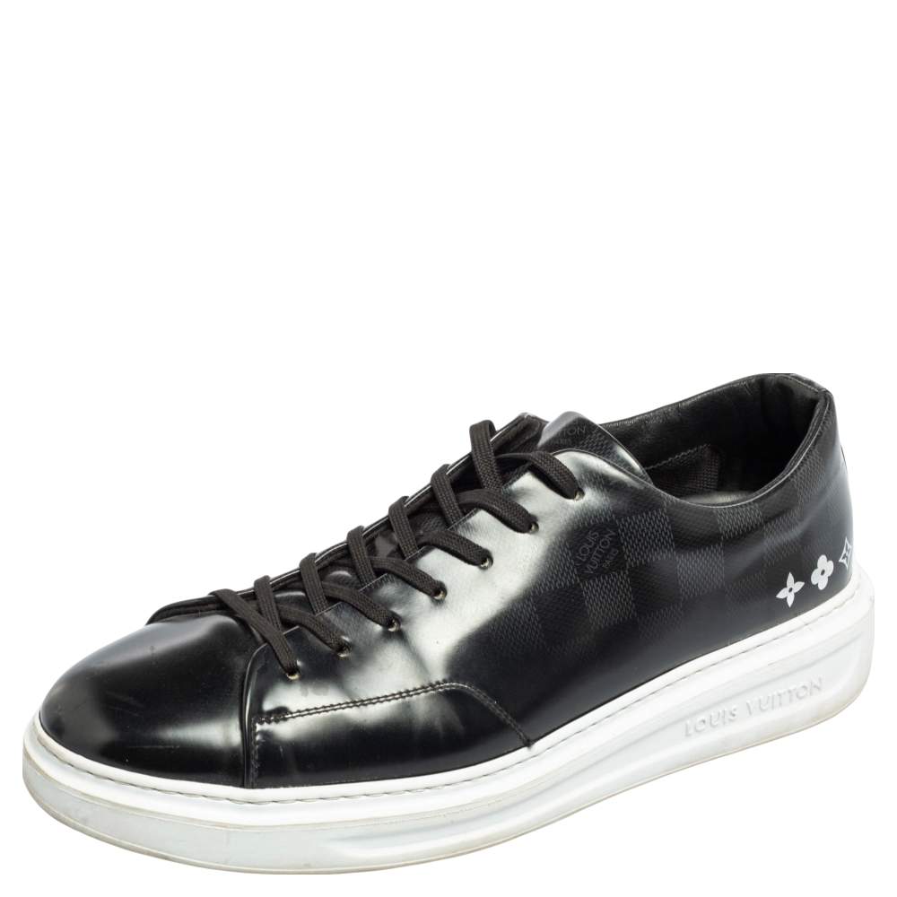 Louis Vuitton Black Damier Glazed Canvas Beverly Hills Low-Top Sneaker Size  43.5 Louis Vuitton