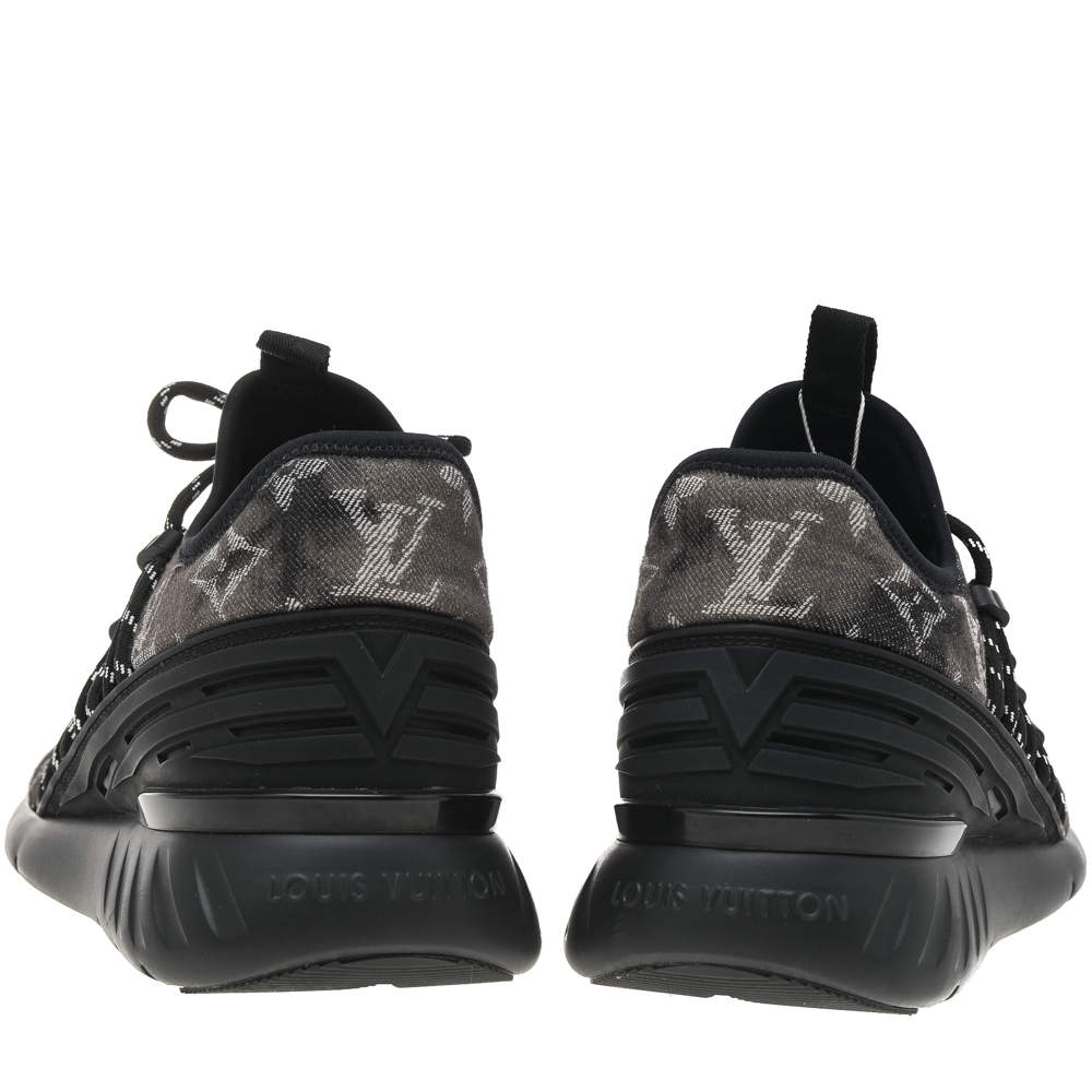 Pre-owned Louis Vuitton Black Monogram Tie Dye Denim Fastlane Sneakers Size  40