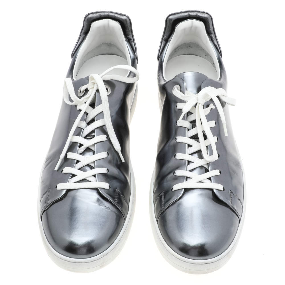 Louis Vuitton Metallic Silver Leather Frontrow Low Top Sneakers Size 45 Louis  Vuitton