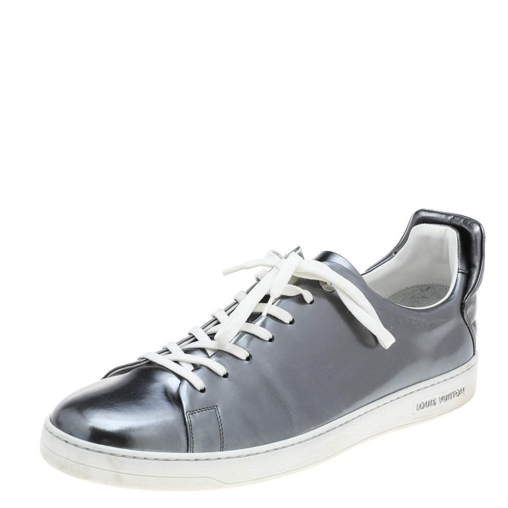 Louis Vuitton Metallic Silver Leather Frontrow Low Top Sneakers