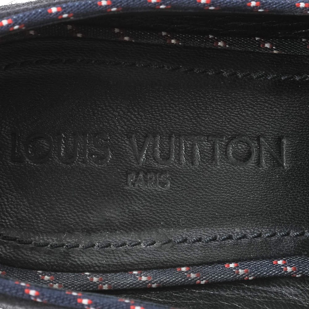 Louis Vuitton Navy Blue Suede Logo Smoking Slippers Size 42.5 Louis Vuitton