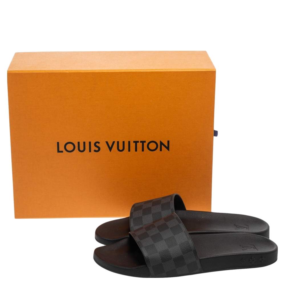 Louis Vuitton Rubber Slide Sandal Damier Graphite With Orange - Praise To  Heaven
