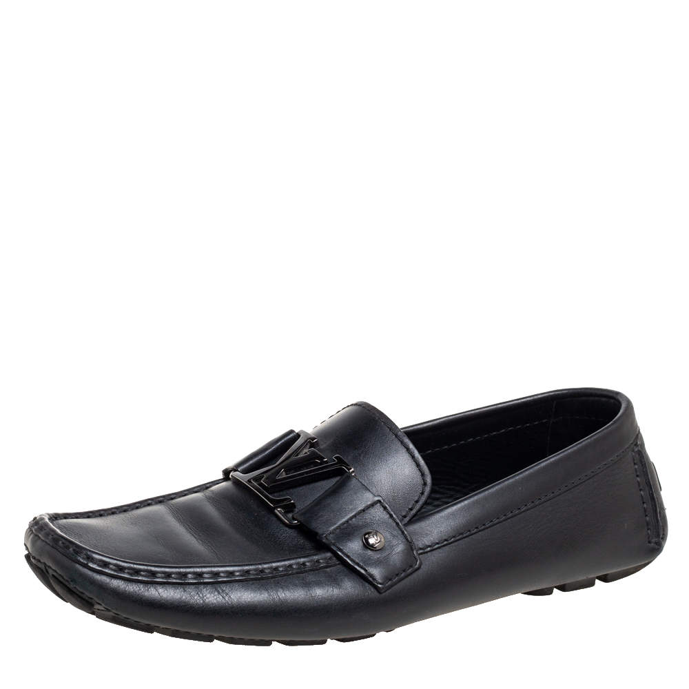 مملوكة مسبقًا حذاء لوفرز لوي فيتون مونت كارلو جلد أسود مقاس 42