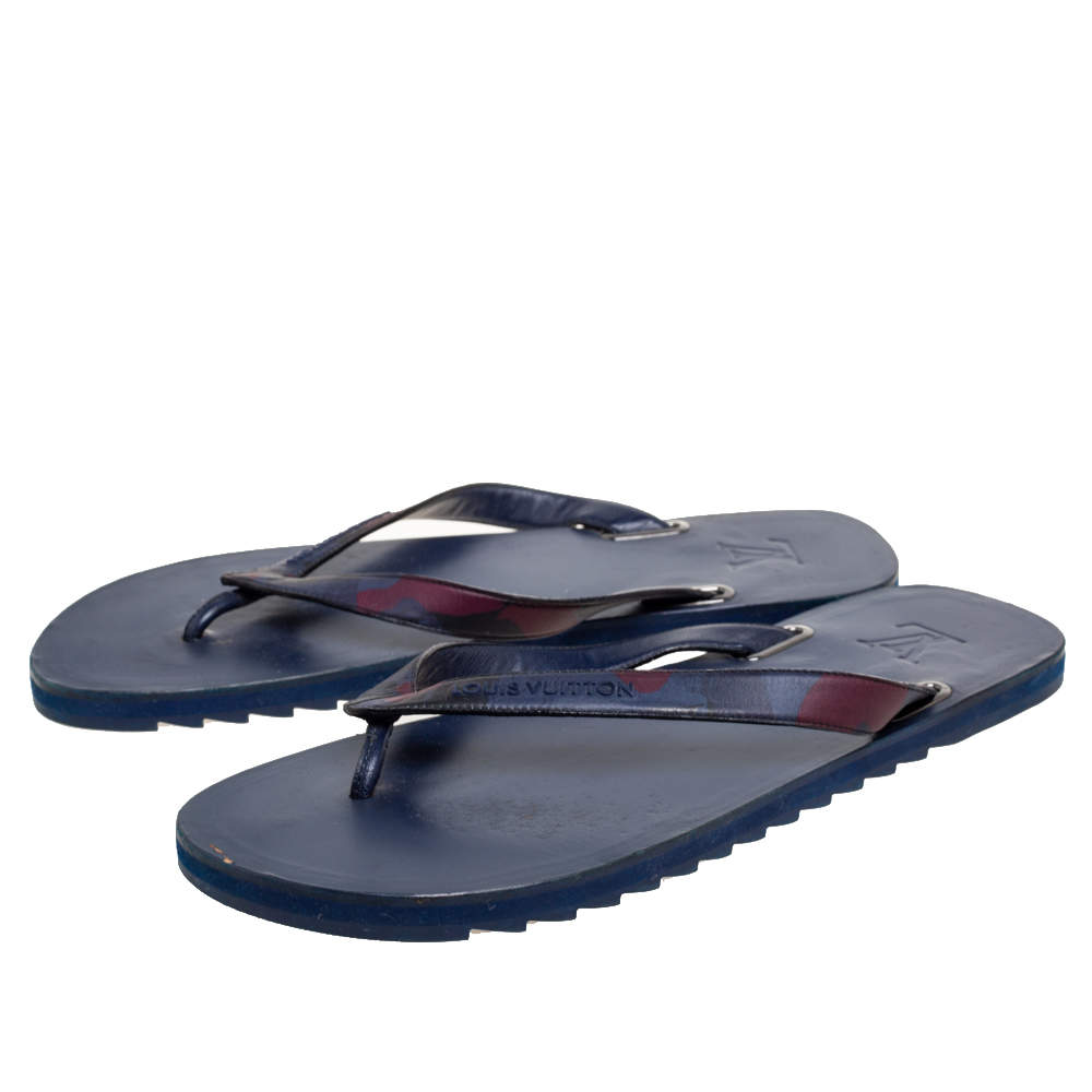 MEN'S LOUIS VUITTON BLUE MOLITOR THONG FLIP FLOPS SIZ… - Gem