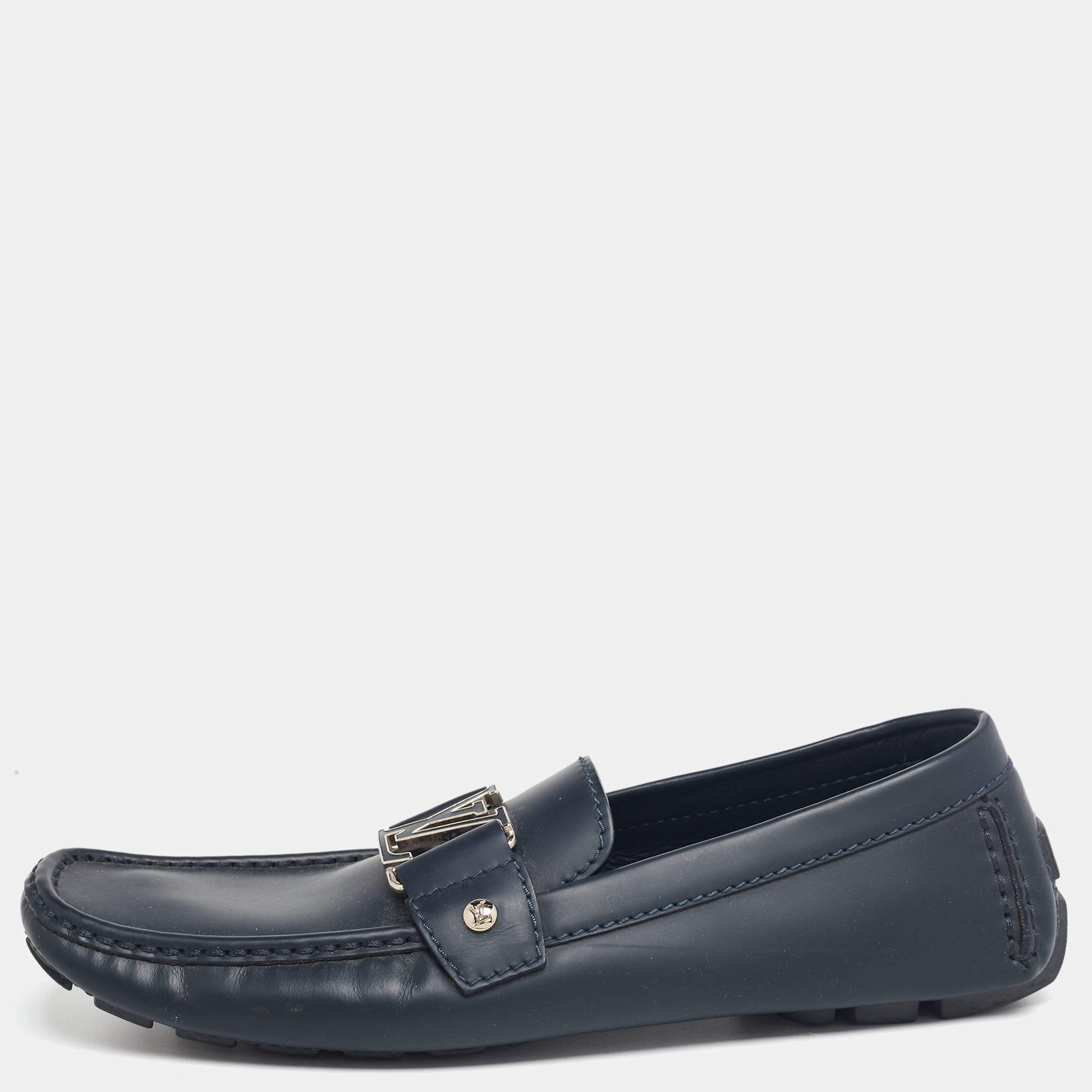 مملوكة مسبقًا Louis Vuitton Midnight Blue Leather Monte Carlo Loafers Size 42