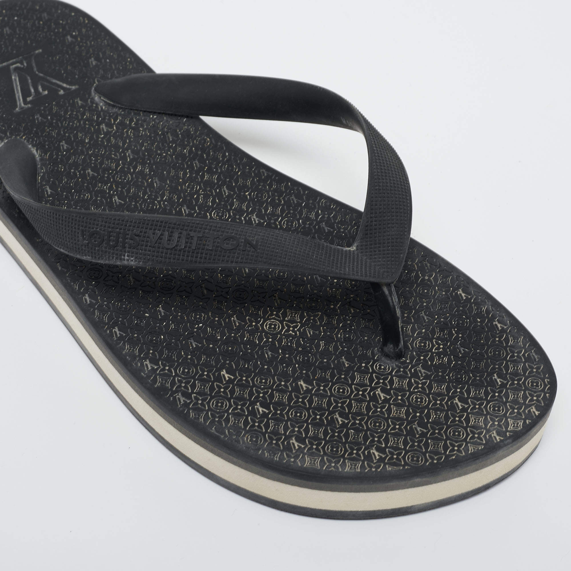 Louis Vuitton LV Molitor Black Rubber Sandals Thongs Slides