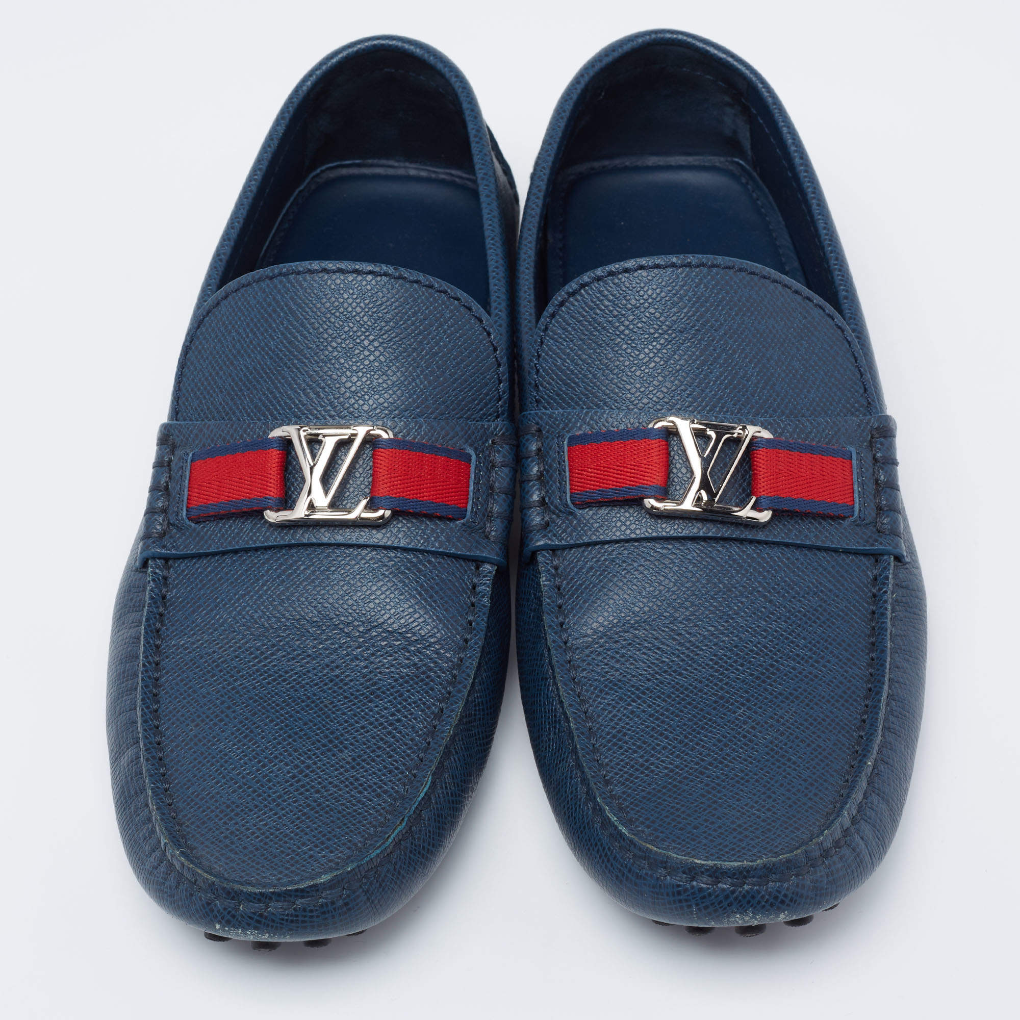 Leather flats Louis Vuitton Blue size 45 EU in Leather - 36059404